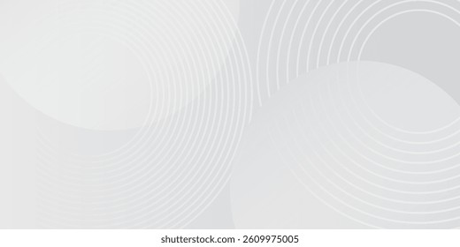 White geometric abstract background overlap layer on with lines effect decoration. Design element circles style concept for banner simple