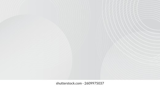 White geometric abstract background overlap layer on with lines effect decoration. Design element circles style concept for banner simple modern art