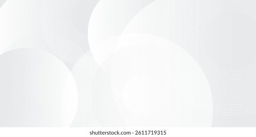 White geometric abstract background overlap layer on bright space with lines effect decoration. Modern graphic design element circles style art concept for banner
