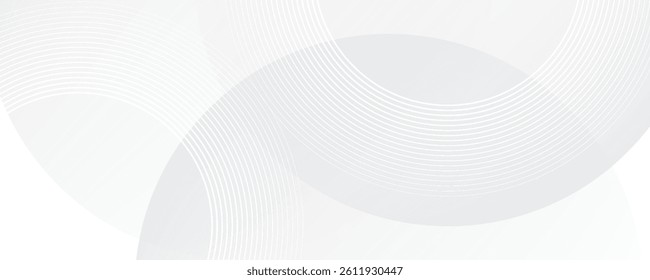 White geometric abstract background overlap layer on bright space with lines effect decoration. Modern graphic design element circles style concept for banner. vector eps 10