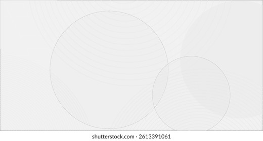 White geometric abstract background overlap layer on bright space with lines effect decoration. Modern graphic design element circles style concept for banner.