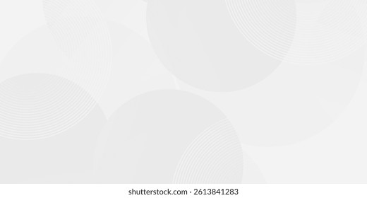 White geometric abstract background overlap layer on bright space with lines effect decoration. Modern graphic design element circles style concept abstract simple modern art