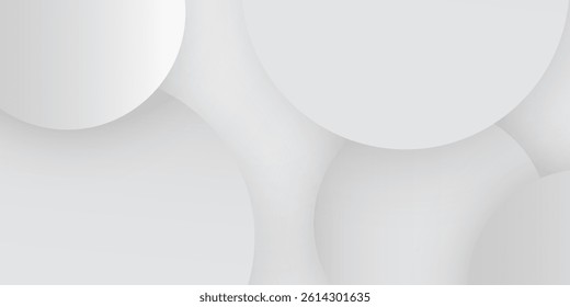 White geometric abstract background overlap layer on bright space with lines effect decoration. Modern graphic design element circles style concept for banner.