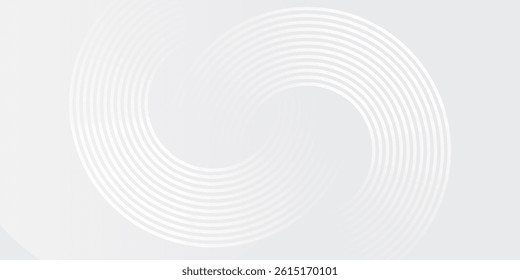 White geometric abstract background overlap layer on bright space with lines effect decoration. Modern graphic design element circles style  arts