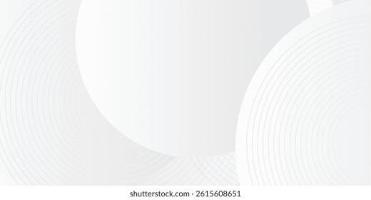 White geometric abstract background overlap layer on bright space with lines effect decoration. Modern graphic design element circles style concept for banner decoration