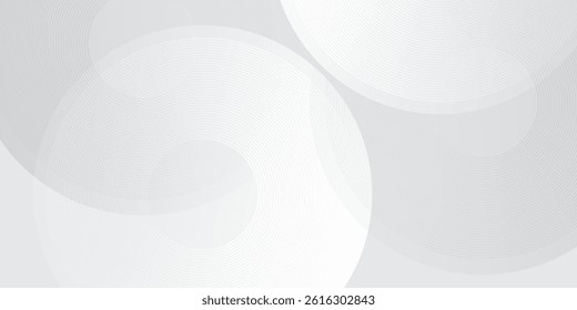 White geometric abstract background overlap layer on bright space with lines effect decoration. Modern graphic design element circles abstract simple modern art