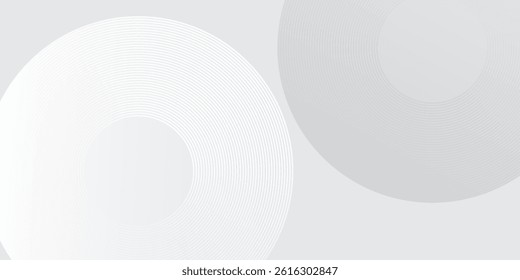 White geometric abstract background overlap layer on bright space with lines effect decoration. Modern graphic design element circles abstract simple