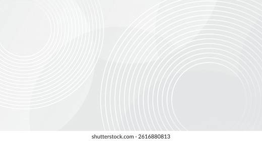 White geometric abstract background overlap layer on bright space with lines effect decoration. Modern graphic design element circles style concept for banner abstract modern simple