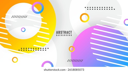 White geometric abstract background overlap layer on bright space with colorful circles effect decoration. Modern graphic design element cutout style concept for web, flyer, card, or brochure cover