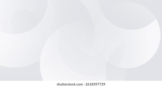 White geometric abstract background overlap layer on bright space with lines effect decoration. Modern graphic design element circles style concept for banner.
