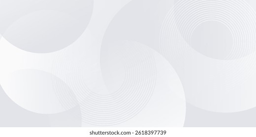 White geometric abstract background overlap layer on bright space with lines effect decoration. Modern graphic design element circles style concept for banner.
