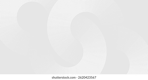White geometric abstract background overlap layer on bright space with lines effect decoration. Modern graphic design element circles style concept for banner.