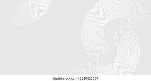White geometric abstract background overlap layer on bright space with lines effect decoration. Modern graphic design element circles style concept for banner.