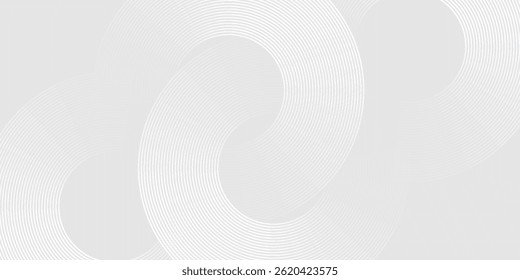 White geometric abstract background overlap layer on bright space with lines effect decoration. Modern graphic design element circles style concept for banner.
