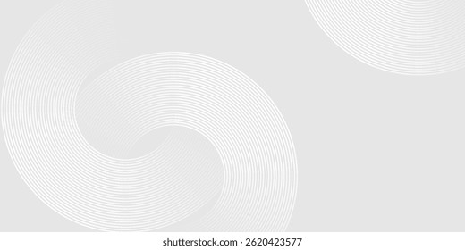 White geometric abstract background overlap layer on bright space with lines effect decoration. Modern graphic design element circles style concept for banner.