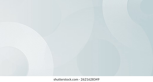 White geometric abstract background overlap layer on bright space with lines effect decoration. Modern graphic design element circles style concept for banner.