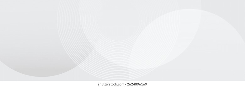 White geometric abstract background overlap layer on bright space with lines effect decoration. Modern graphic design element circles style concept for banner, modern vector arts