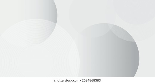 White geometric abstract background overlap layer on bright space with lines effect decoration. Modern graphic design element circles style concept for banner