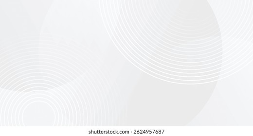White geometric abstract background overlap layer on bright space with lines effect decoration. Modern graphic design element circles style concept for banner.