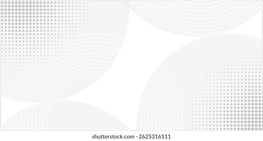 White geometric abstract background overlap layer on bright space with lines effect decoration. Modern graphic design element circles style concept for banner.