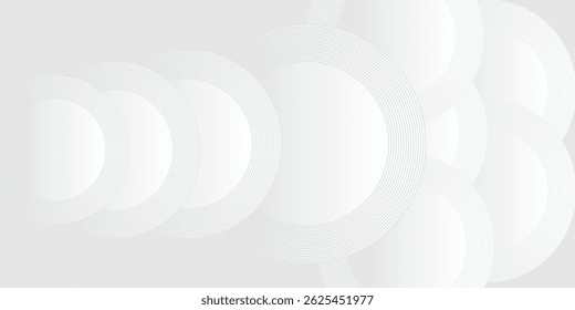 White geometric abstract background overlap layer on bright space with lines effect decoration. Modern graphic design element circles style concept for banner.
