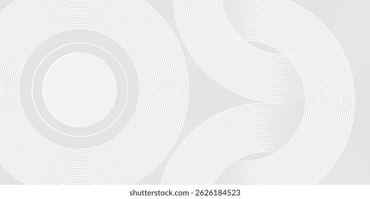 White geometric abstract background overlap layer on bright space with lines effect decoration. Modern graphic design element circles style concept. modern trendy design