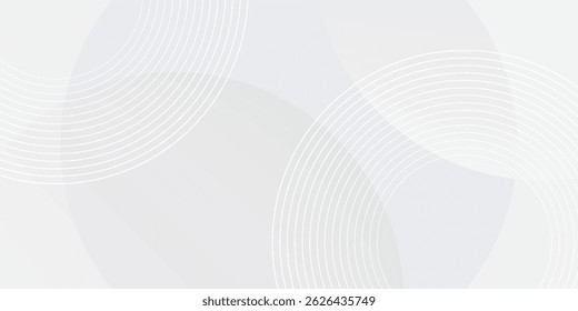 White geometric abstract background overlap layer on bright space with lines effect decoration. Modern graphic design element circles style concept for banner.