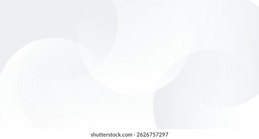 White geometric abstract background overlap layer on bright space with lines effect decoration. Modern graphic design element circles style concept for banner, modern vector arts
