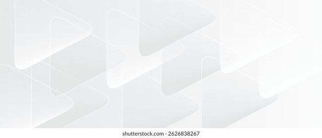 fundo abstrato geométrico branco sobrepõe a camada no espaço brilhante com a decoração de efeito de triângulos arredondados. Elemento de design gráfico conceito de estilo moderno para banner, folheto, cartão, capa ou folheto