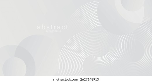 White geometric abstract background overlap layer on bright space with lines effect decoration. Modern graphic design element circles style concept for banner.vector eps10