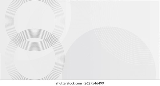 White geometric abstract background overlap layer on bright space with lines effect decoration. Modern graphic design element circles style concept for banner.