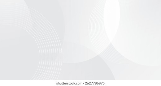 White geometric abstract background overlap layer on bright space with lines effect decoration. Modern graphic design element circles style concept for banner.