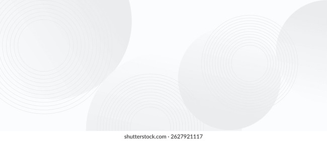 White geometric abstract background overlap layer on bright space with lines effect decoration. Modern graphic design element circles style concept for banner, modern vector arts