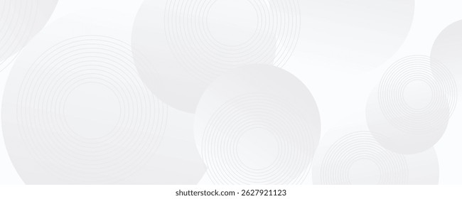 White geometric abstract background overlap layer on bright space with lines effect decoration. Modern graphic design element circles style concept for banner, modern vector arts