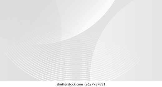 White geometric abstract background overlap layer on bright space with lines effect decoration. Modern graphic design element circles style concept for banner