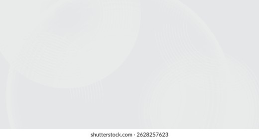 White geometric abstract background overlap layer on bright space with lines effect decoration. Modern graphic design element circles style concept for banner.