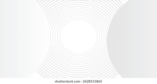 O plano de fundo abstrato geométrico branco sobrepõe a camada no espaço brilhante com a decoração de efeito de linhas. Design gráfico moderno elemento círculos conceito de estilo para banner, artes vetoriais modernas