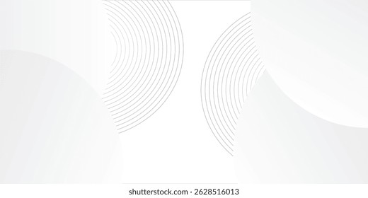 White geometric abstract background overlap layer on bright space with lines effect decoration. Modern graphic design element circles style concept for banner, modern vector arts