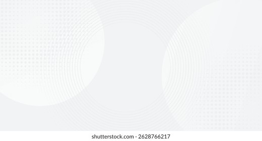 O plano de fundo abstrato geométrico branco sobrepõe a camada no espaço brilhante com a decoração de efeito de linhas. Design gráfico moderno elemento círculos conceito de estilo para banner, artes vetoriais modernas