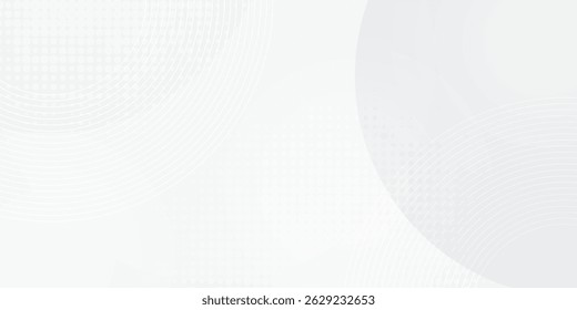 White geometric abstract background overlap layer on bright space with lines effect decoration. Modern graphic design element circles style concept for banner.