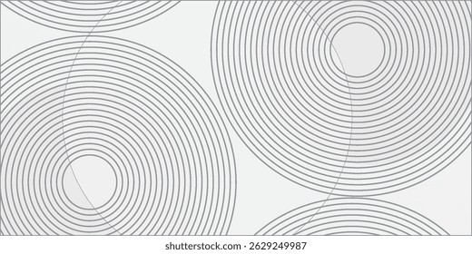 White geometric abstract background overlap layer on bright space with lines effect decoration. Modern graphic design element circles style concept for banner.