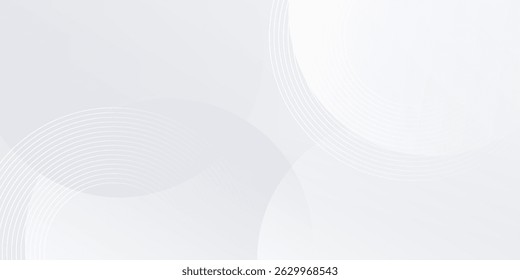 White geometric abstract background overlap layer on bright space with lines effect decoration. Modern graphic design element circles style concept for banner.
