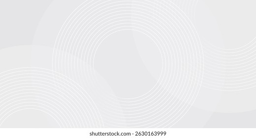 White geometric abstract background overlap layer on bright space with lines effect decoration. Modern graphic design element circles style concept for banner.