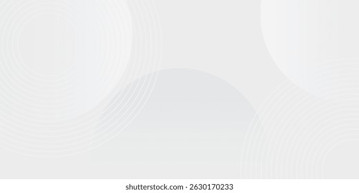 White geometric abstract background overlap layer on bright space with lines effect decoration. Modern graphic design element circles style concept for banner
