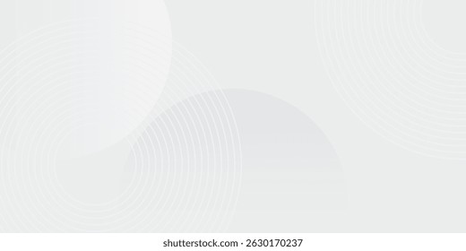 White geometric abstract background overlap layer on bright space with lines effect decoration. Modern graphic design element circles style concept for banner