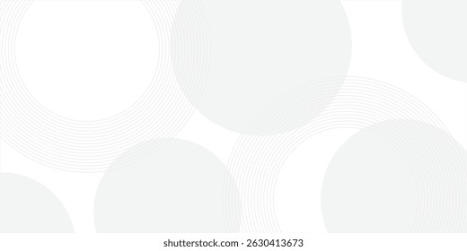 White geometric abstract background overlap layer on bright space with lines effect decoration. Modern graphic design element circles style concept for banner