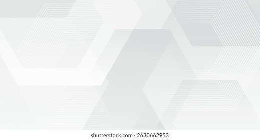 El fondo abstracto geométrico blanco se superpone en el espacio brillante con la decoración del efecto de las líneas. Concepto moderno del estilo de los hexágonos del elemento de Diseño gráfico para el Anuncio, el volante, la tarjeta, la cubierta, o el folleto