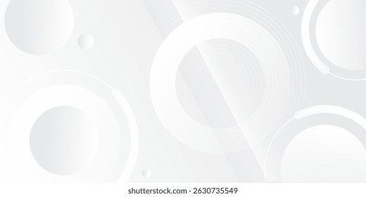 White geometric abstract background overlap layer on bright space with lines effect decoration. Modern graphic design element circles style concept for banner.vector eps10