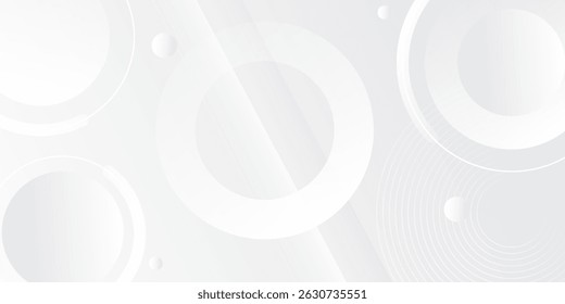 El fondo abstracto geométrico blanco se superpone en el espacio brillante con la decoración del efecto de las líneas. Concepto moderno del estilo de los círculos del elemento de Diseño gráfico para el Anuncio. Vector eps10