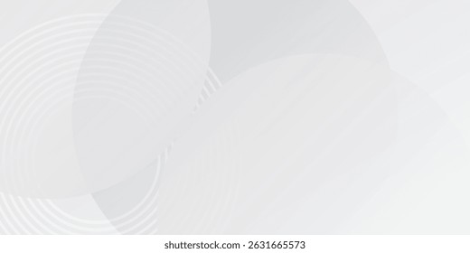 Weiße geometrische abstrakte Hintergrund Überlappungsschicht auf hellen Raum mit Linien Effekt Dekoration. Modernes grafisches Design Element Kreise Stil Konzept modern